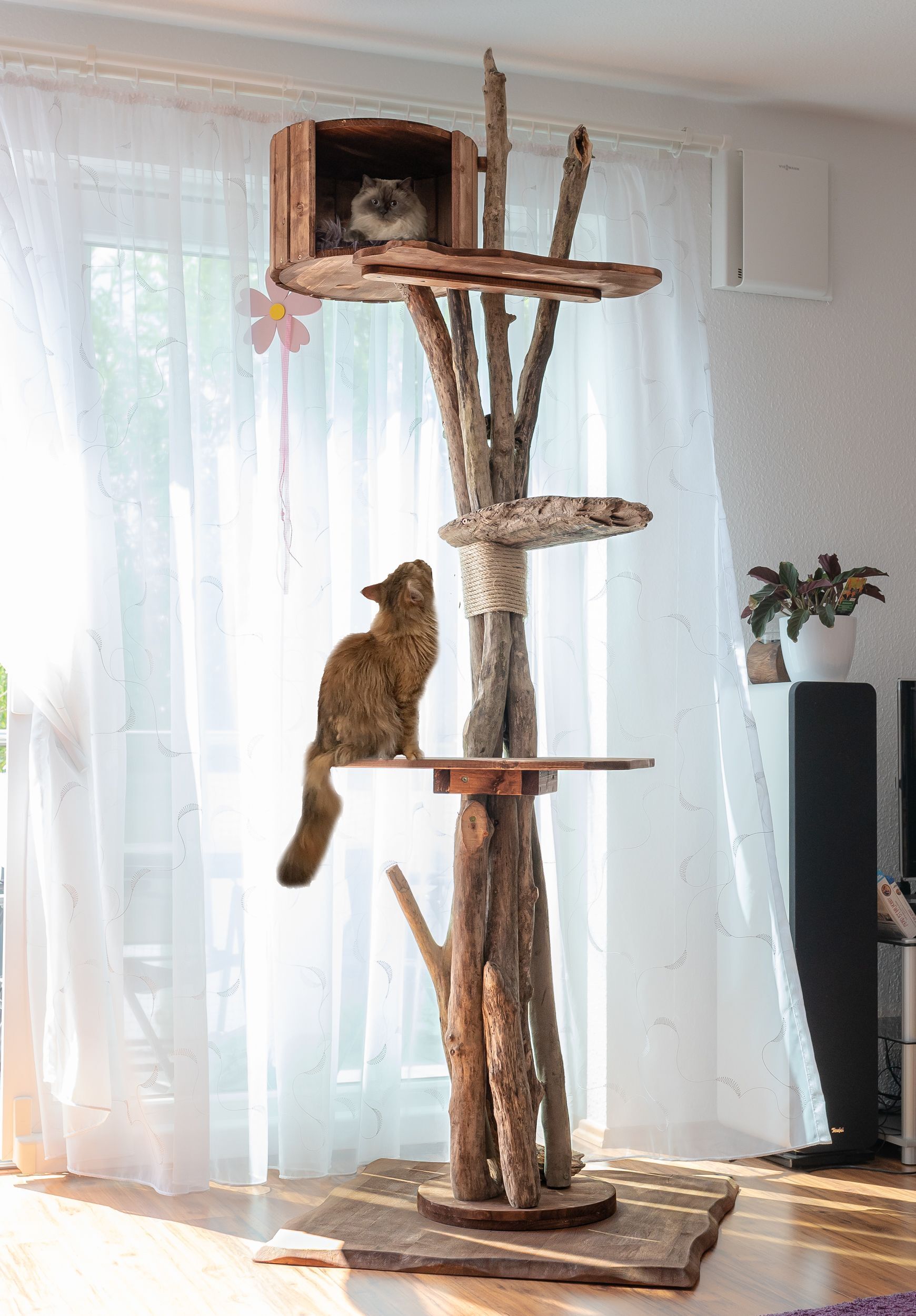 Kratzbaum Kletterbaum aus Naturholz – TOMCAT High Tower Katzenmöbel für Große Katzen