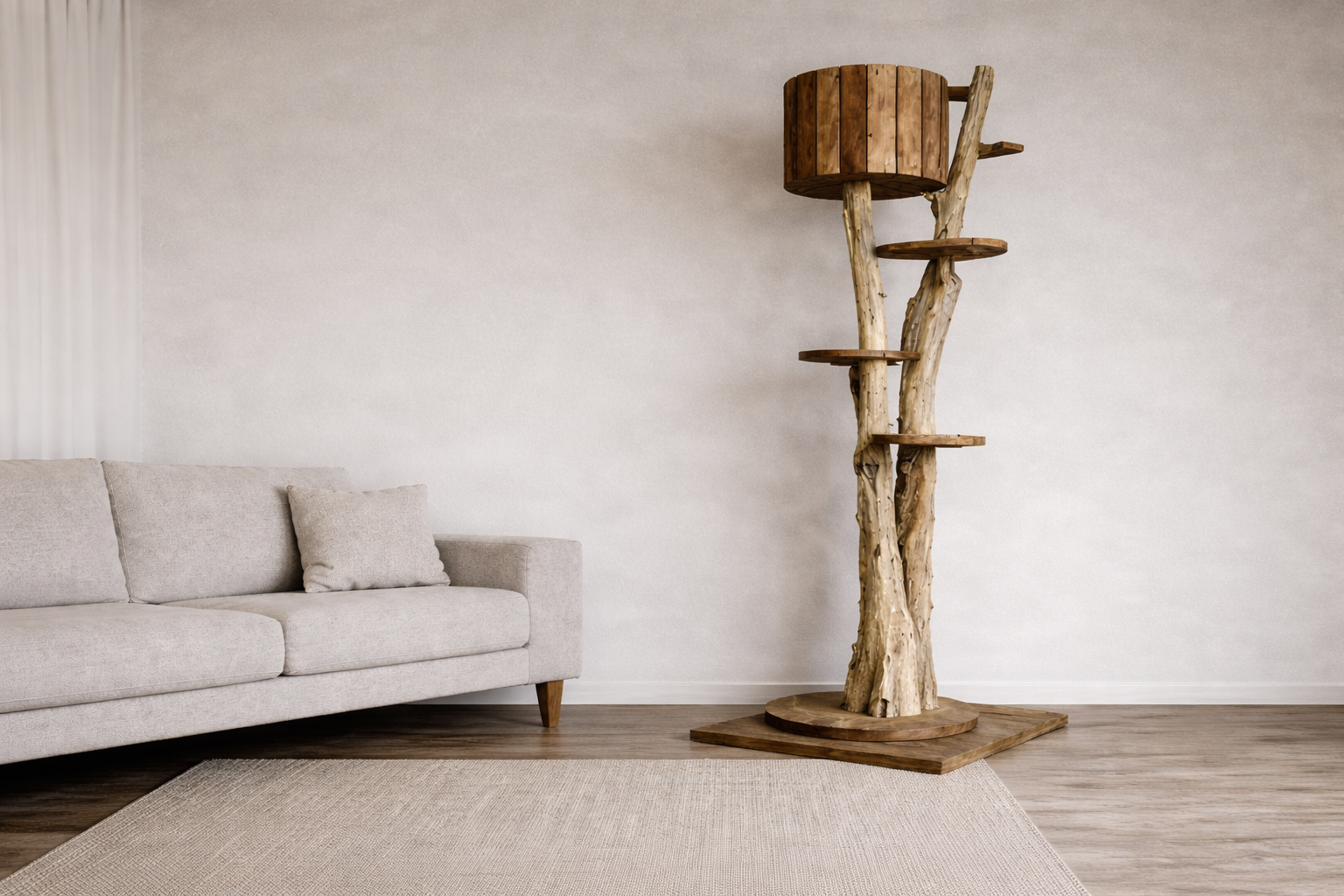 TOMCAT High Tower Kratzbaum Kletterbaum im Wohnzimmer Katzenmöbel